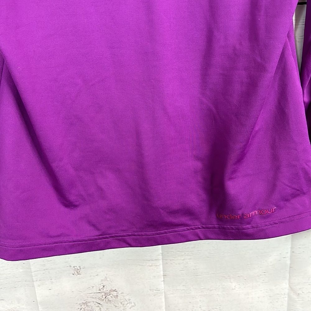Under Armour UA Womens Top Shirt Size Medium Purple Cold Gear Long Sleeve Hooded - Picture 6 of 12
